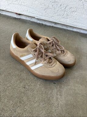 adidas Gazelle Suede Sneakers in Beige and White